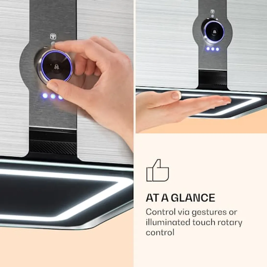 Klarstein Futurelight Smart Inselabzugshaube , Umluft 420m³/h , LED Beleuchtung , 3 Leistungsstufen ,Steuerbar Via WiFi Und Klarstein App Experience , Edelstahl – Bild 4