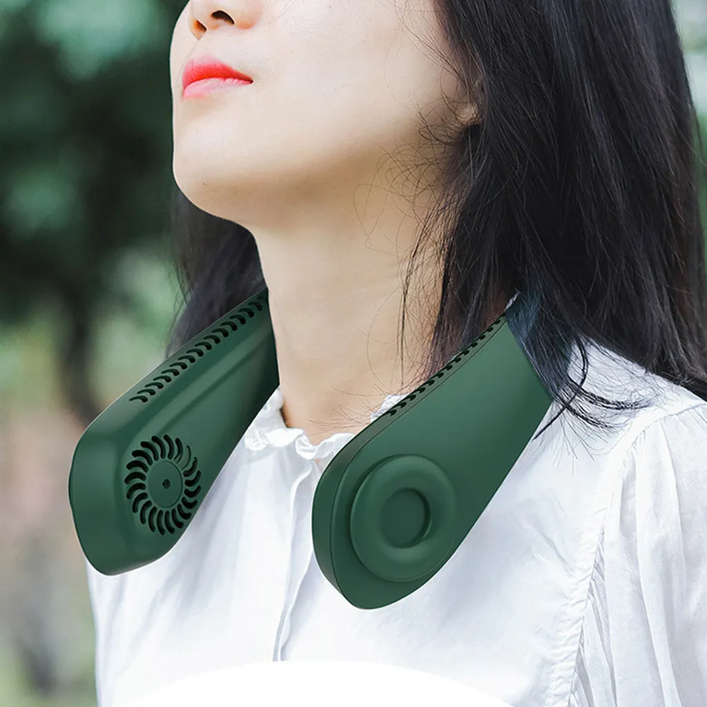 YisibaihTao Flexibler Halsventilator, Leiser Blattloser Sportventilator, USB Drehbarer Nackenkühler Zum Aufhängen Für Outdoor Sportarten, Weiß – Bild 4