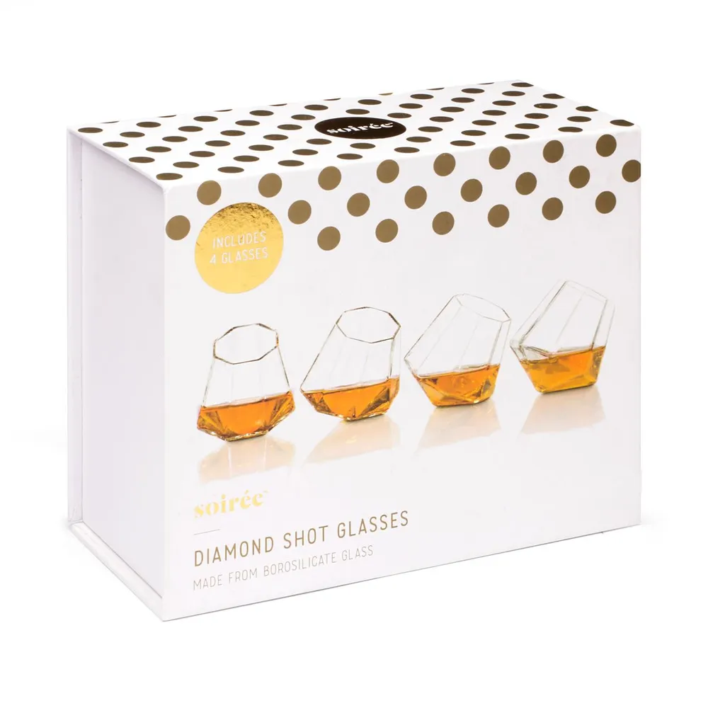 Thumbsup Thumbs Up Diamond Shot Gläser 4er-Set Hochwertiges Glas In Diamant-Form Je 50ml – Bild 8