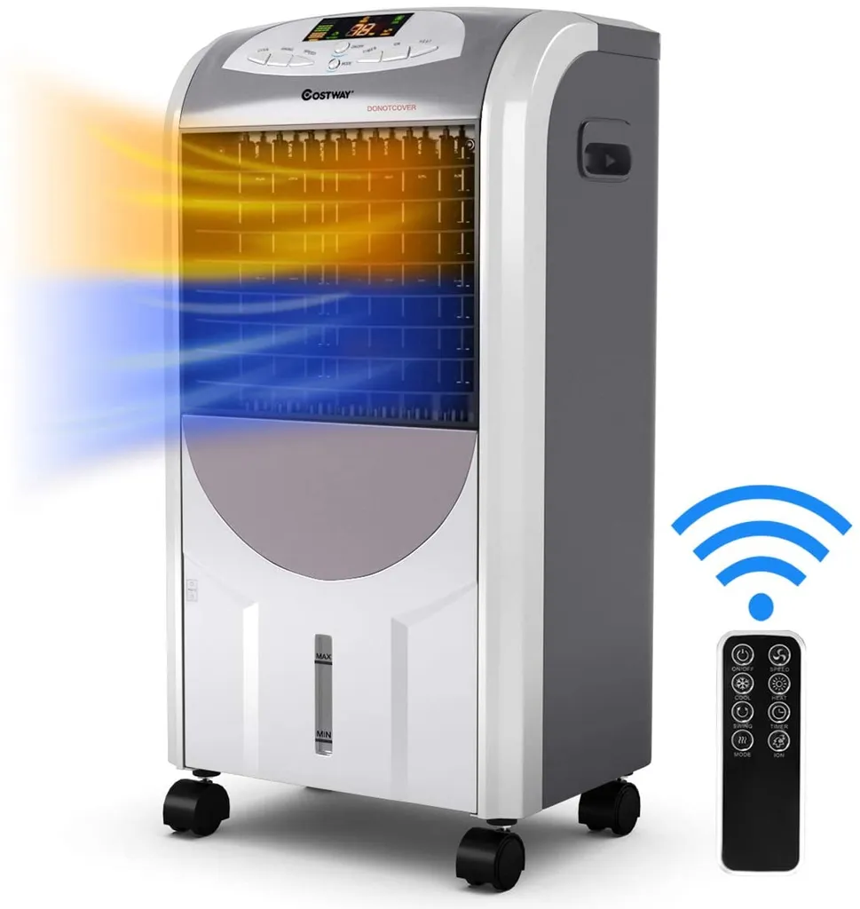 COSTWAY Heizlüfter 2000W Klimaanlage Mobil Klimagerät Kühlen 75W, 8H Timer, 7L Wassertank, 70°Winkel, Fernbedienung, Energieklasse A