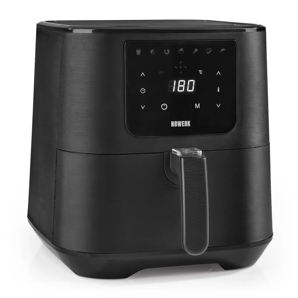 Maxxworld N8WERK Heißluft-Fritteuse In Der Midnight Edition Fritteuse Heißluft Fritteuse Airfryer Pommes 5L Ofen XL Digital Touch Display