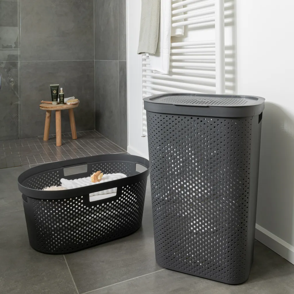 CURVER Wäschekiste 60L Infinity Dots - Recycelter Kunststoff - Grau – Bild 4