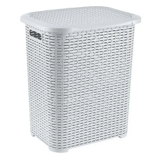 Born2Ride Hoffmanns XL Wäschetonne Rattanoptik 70239 Weiß