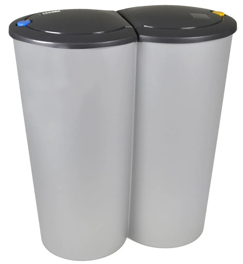 Deuba Mülleimer 50 L Duo 2fach Trennsystem 2x25L Druckknopf-Automatik Küche Abfalleimer Müllbehälter Mülltrennung Büro, Farbe:schwarz - Black - Noir – Bild 10