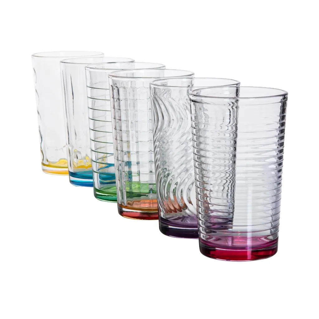 Astor24 6 X Trinkglas Bunt Wasserglas Wassergläser Trinkgläser Glas Gläser Saftglas