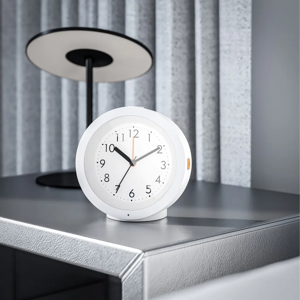 Mebus Wecker Mit Schlummerfunktion / Großes Display / Rund / Hintergrundbeleuchtung / Farbe: Weiß / Modell: 25629 – Bild 7