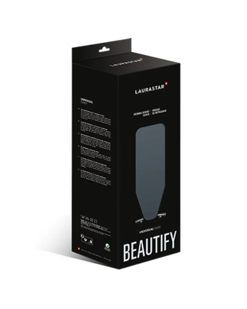 Laurastar Bügelbezug Universalcover Grau, Einzigartiges Laurastar-Design, 131cm X 55cm, 100 % Baumwolle, Praktisches Klipp-System, Geeignet Für Alle Bügeltische Anderer Marken, Waschmaschinenfest – Bild 4