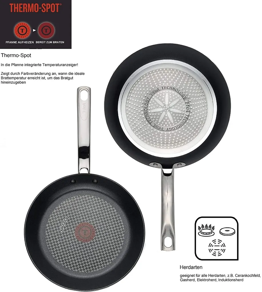 Tefal C55654 PROGRADE Topfset Pfannenset Induktion 8 TLG, UVP 299€, Für Alle Herdarten, Antihaft Pfannen 26 Cm + 30 Cm, Topf 24cm, Stieltopf 20 Cm + 18 Cm, Spülmaschinenfest – Bild 2