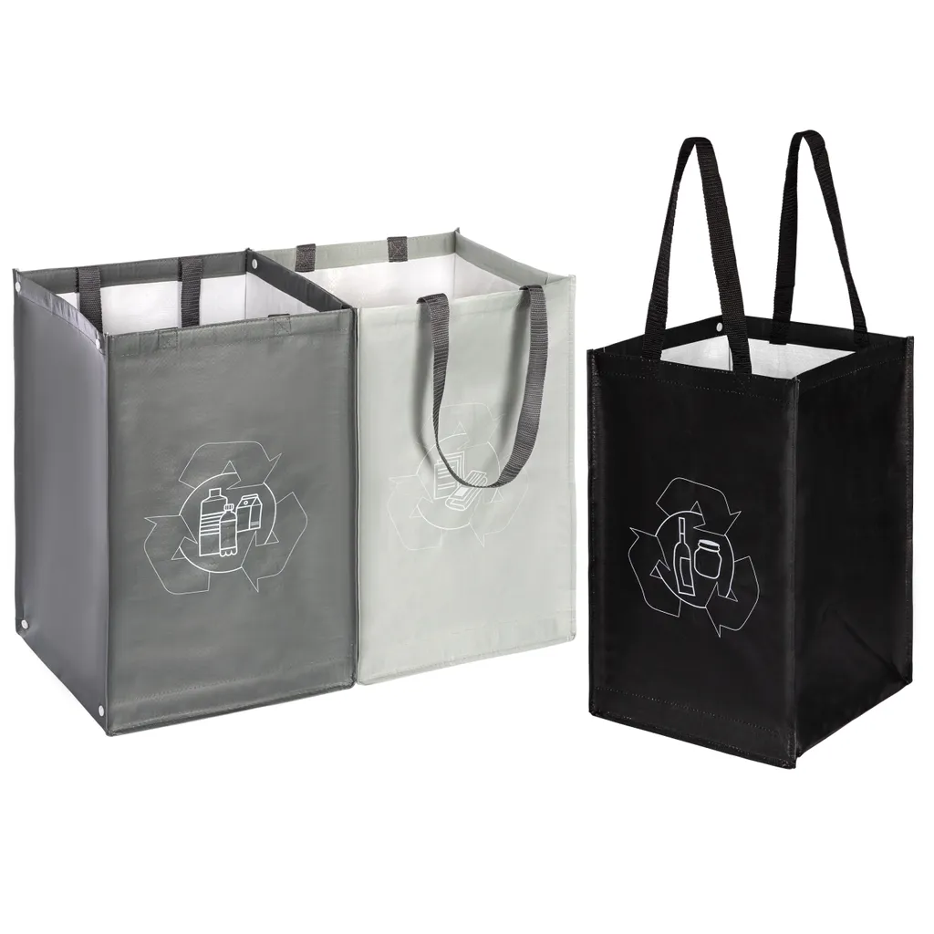ONVAYA® Mülltrennsystem 3fach | Abfalltrennsystem Aus Taschen | Einzelne Taschen Für Papier, Plastik Und Glas Jeweils 44L | Einfach Zu Tragen Und Abzuwischen | Mülltrennsystem Für Die Küche