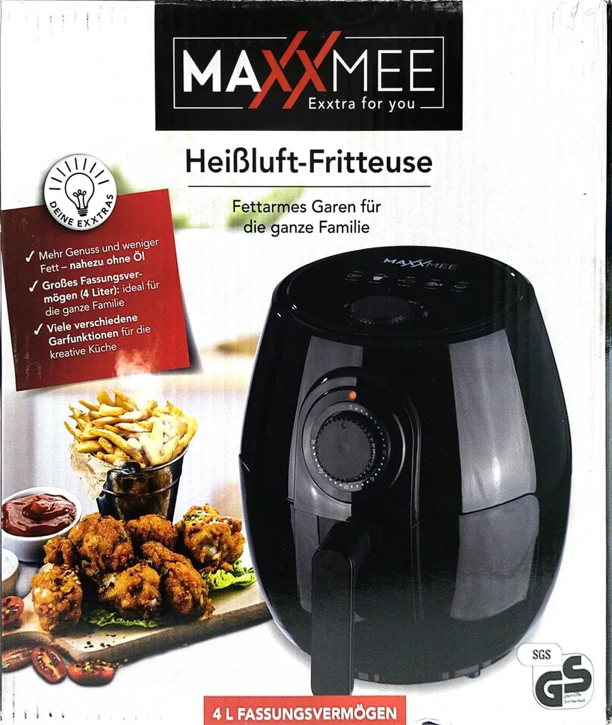 Maxxworld MAXXMEE Heißluft-Fritteuse - 4 L Fassungsvermögen - Schwarz – Bild 12