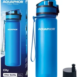 AQUAPHOR CITY Wasserfilterflasche, 500 Ml, Filtert Unterwegs, BPA-frei, Trinkfilterflasche Aus TRITAN TM, Blau