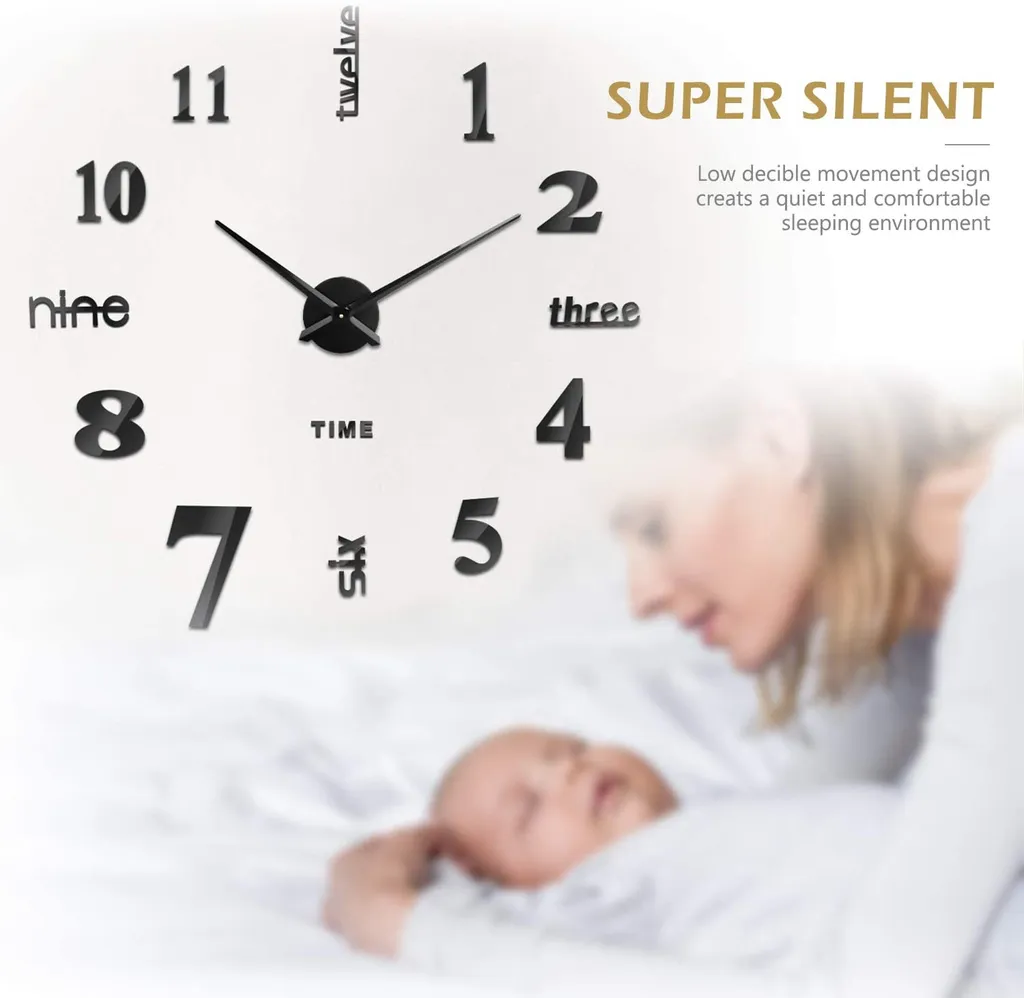 Jormftte Wanduhr Mit 3D Visuelle Aufkleber DIY Wanduhren Mehrweg Geeignet Für Dekoration Geschenk Nach Hause, Restaurant, Büro Und Hotel – Bild 2