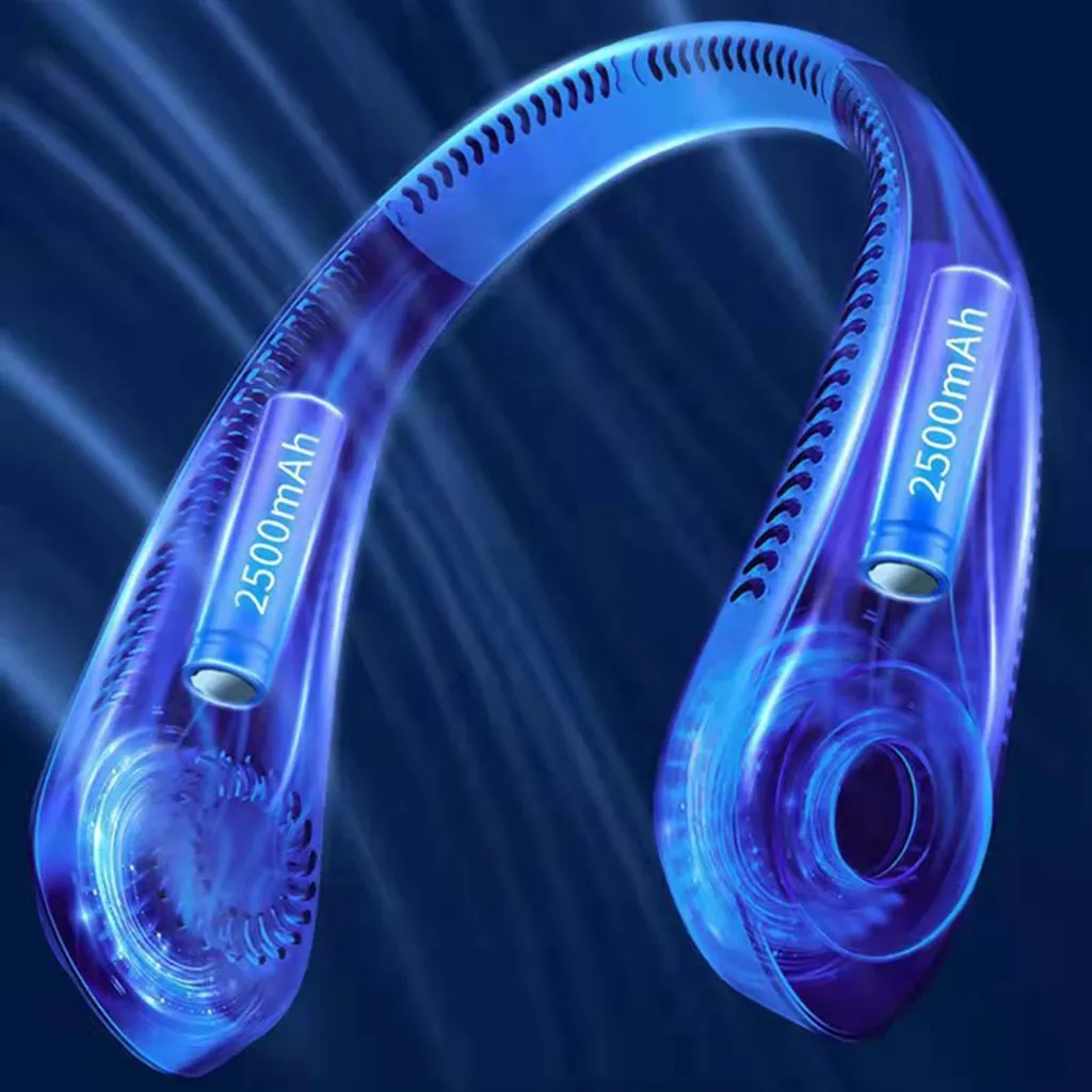 YisibaihTao Flexibler Halsventilator, Leiser Blattloser Sportventilator, USB Drehbarer Nackenkühler Zum Aufhängen Für Outdoor Sportarten, Weiß – Bild 8