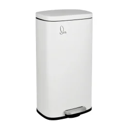 SVITA TQ30 Mülleimer Weiß 30L Treteimer Abfallbehälter Softclose Deckel Mit Inneneimer Edelstahl