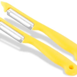InstrumenteNRW Sparschäler 2er Set Schäler Obst Gemüse Mit Rostfreier Scharfer Pendelklinge Universalschäler Für Rechts Und Linkshänder Allzweckschäler Zum Schälen Von Obst Gemüse Spülmaschinen Geeignet Gelb