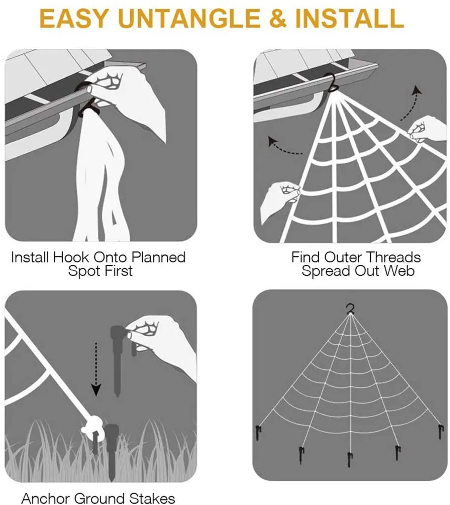 Odsellingaaa Halloween Spinnennetz Deko Set Halloween Party Gartendeko (7 X 5.5 M) – Bild 4