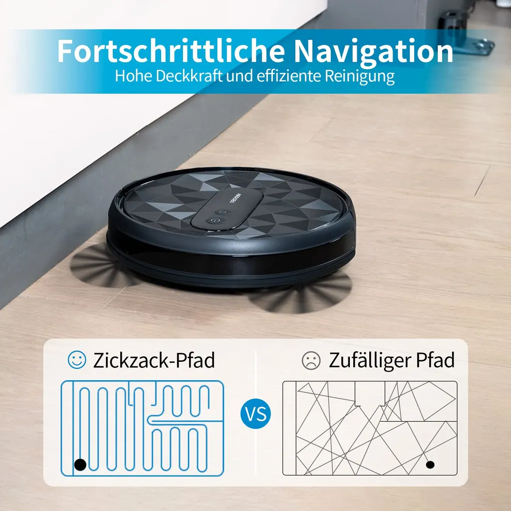 AIRROBO P20 Roboter Staubsauger 2800 Pa Starke Saugleistung Leiser Roboter-Staubsauger, Steuerung Mit App/WiFi, 120 Minuten Laufzeit, Automatisches Aufladen, 600 Ml Fassungsvermögen Für Tierhaarböden – Bild 4