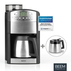 Maxxworld BEEM FRESH-AROMA-PERFECT Filterkaffeemaschine Mit Mahlwerk - Thermo | 2 Isolierkannen Kaffeemaschine Mahlwerk Timer 2x Thermoskanne Filterkaffeemaschine Kaffeeautomat