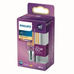 Philips LED Lampe Ersetzt 60 W, E14 Kolben, Klar, Warmweiß, 806 Lumen, Nicht Dimmbar, 1er Pack