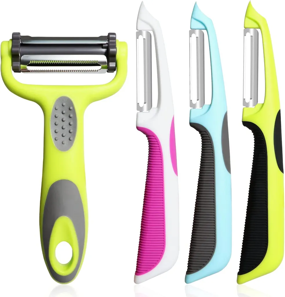 Eforas B.V. Gemüseschäler, 4 St. Sparschäler Set| Schäler| Kartoffelschäler, Für Schälen Von Kartoffeln, Karotten Und Verschiedenen Gemüse- Und Obstsorten.