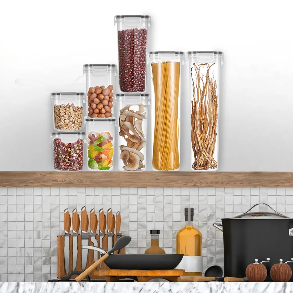 EINFEBEN 8er Set Vorratsdosen Müsli Behälter Mehl Nudel Schüttdose Pasta Lebensmittel – Bild 2
