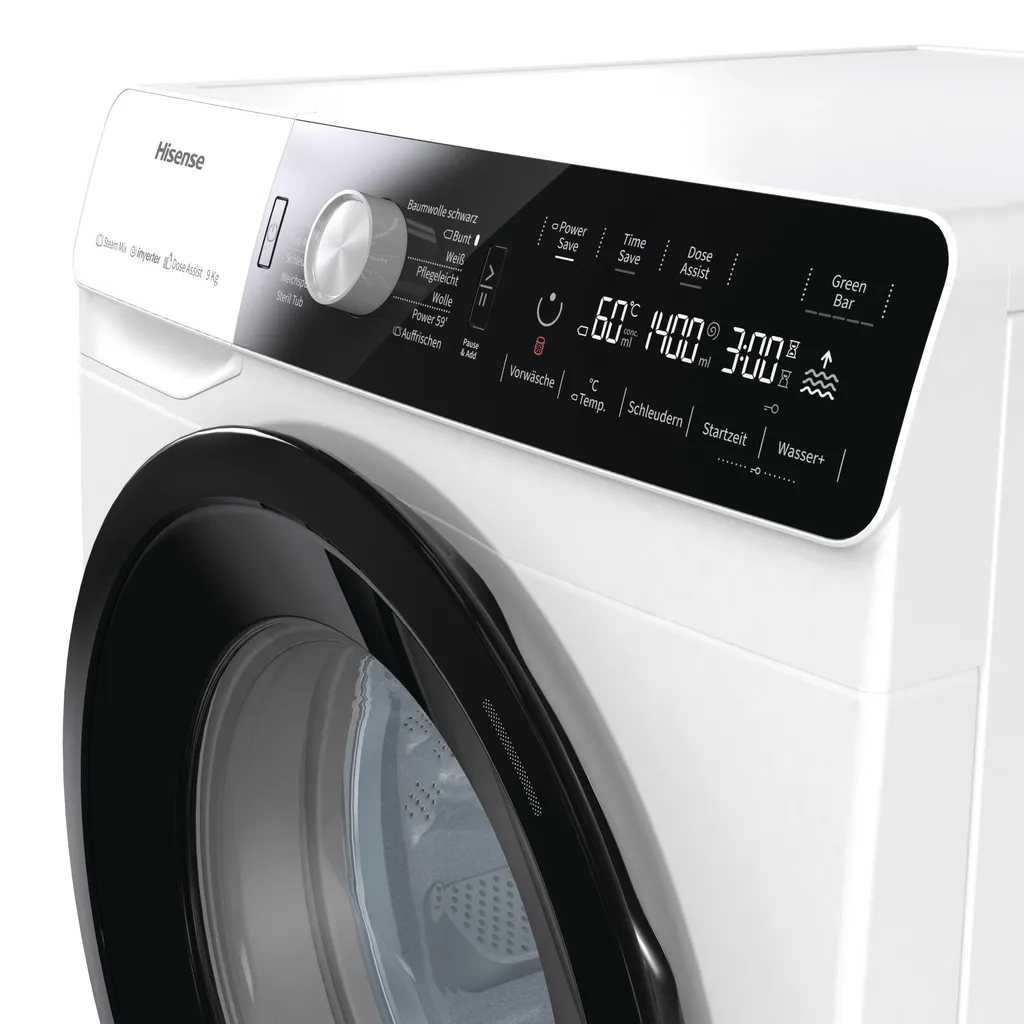 Hisense Waschmaschine WFGA 90141 VMQ - 9 Kg 1400 U/min. - Inverter PowerDrive Motor - WaveActive Trommel - AquaStop - Große Einfüllöffnung - Power Wash – Bild 8