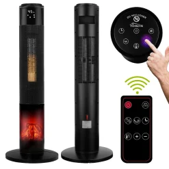 Tronitechnik PTC Turmheizer Keramikheizer 2000 Watt Heizlüfter Elektro Kamin Elektrischer Heizung Kaminfeuer Effekt Kaminofen