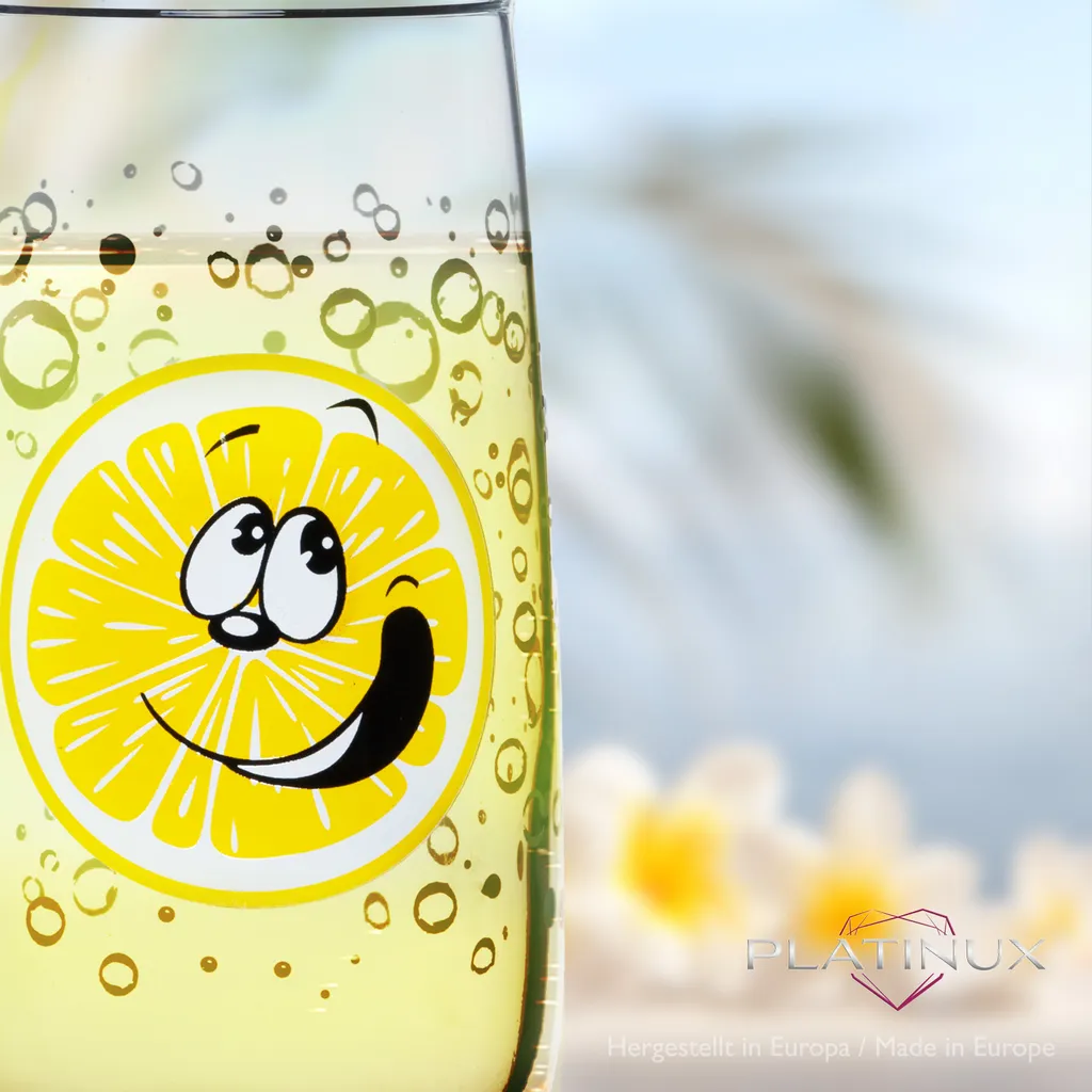 PLATINUX Trinkgläser Mit Lustigen Fruchtgesichtern 350ml (max. 400ml) Set 6 Teilig Aus Glas Bunt – Bild 7