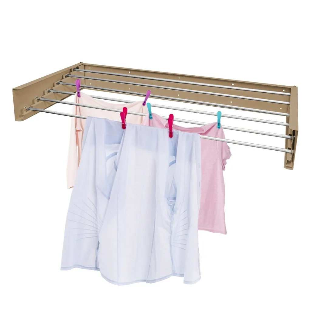 Compar Wandwäschetrockner Aus Metall, BHT 100x13x3 Cm, Offene Tiefe 50 Cm, 4 Kg Cappuccino – Bild 3