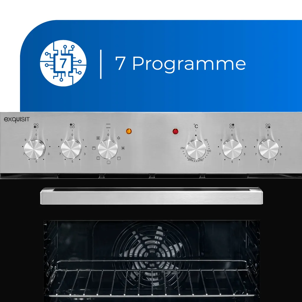 Exquisit EHE 156-2.1 U-Set Einbau-Herd Glaskeramikkochfeld | Ober-/Unterhitze | Inox – Bild 5
