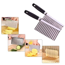 Jefety Potato Wavy Edged Knife Edelstahl Küchenhelfer Gemüse Obst Schneidwerkzeug Küchenzubehör Pommes Frites Maschine