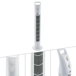AREBOS Turmventilator Mit Timer, 40 Watt, 75°-Oszillation, Ventilator Mit 3 Geschwindigkeitsstufen, , Weiß