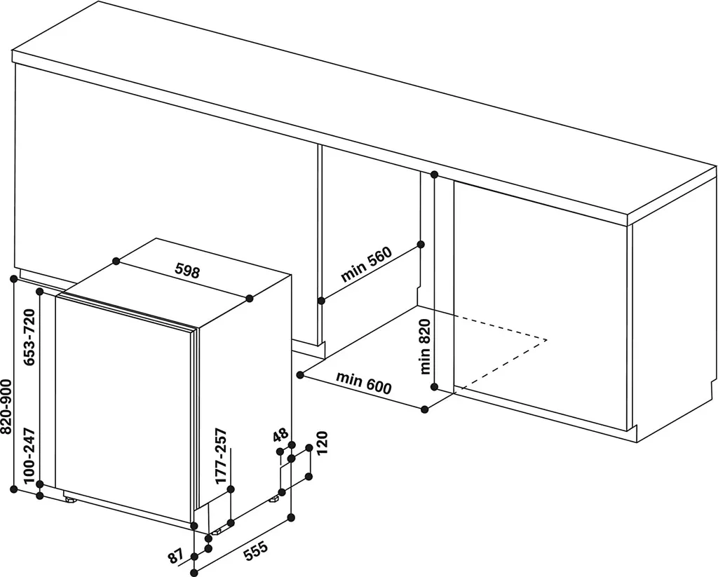 Bauknecht BCIC 3T333 PFE Vollintegrierbarer Geschirrspüler 60 Cm / 14 Maßgedecke / 7 Standardprogramme Und 1 Sensorprogramm/PowerClean/ActiveDry/Besteckschublade/MultiZone /Vollwasserschutz – Bild 9
