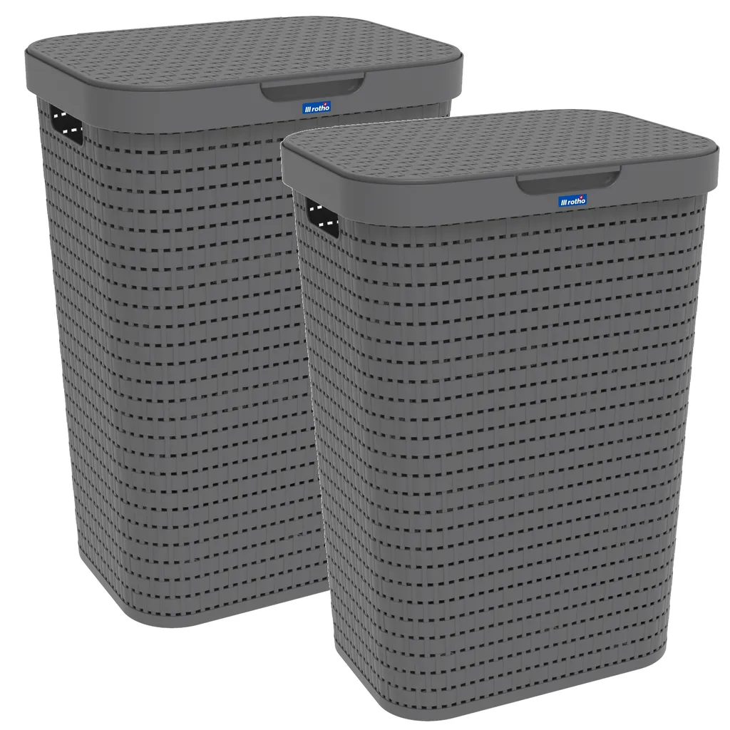 ROTHO Set Wäschesammler 55l COUNTRY , Farbe:Anthrazit