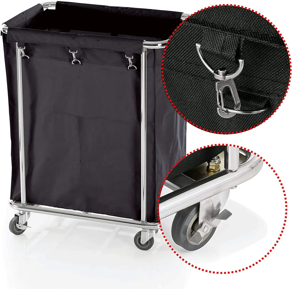 Faimex Wäschesammler Wäschewagen Wäsche Sortierer Wäschekorb Auf Rollen Wäsche Korb Wagen Mit Wäschesack Rollwagen Aus Edelstahl Für Schmutzwäsche Sortierer Stabil Viereckig Trolley Dark XL – Bild 2