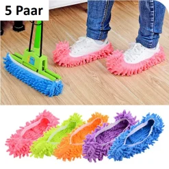 YisibaihTao 5 Paar Mop Hausschuhe Für Die Bodenreinigung, Waschbare Wiederverwendbare Mop Socken Faule Schuhe, Staub Haarreiniger, Wischmops