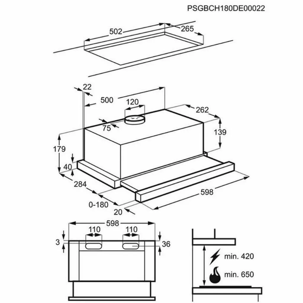Zanussi - ZHP60260SA - Flachschirm-Dunstabzugshaube - 60 Cm – Bild 2