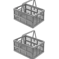 2X Einkaufskorb Mit Griffen Klappbox EMMA 18,5L Grau Keeeper 38x28x21