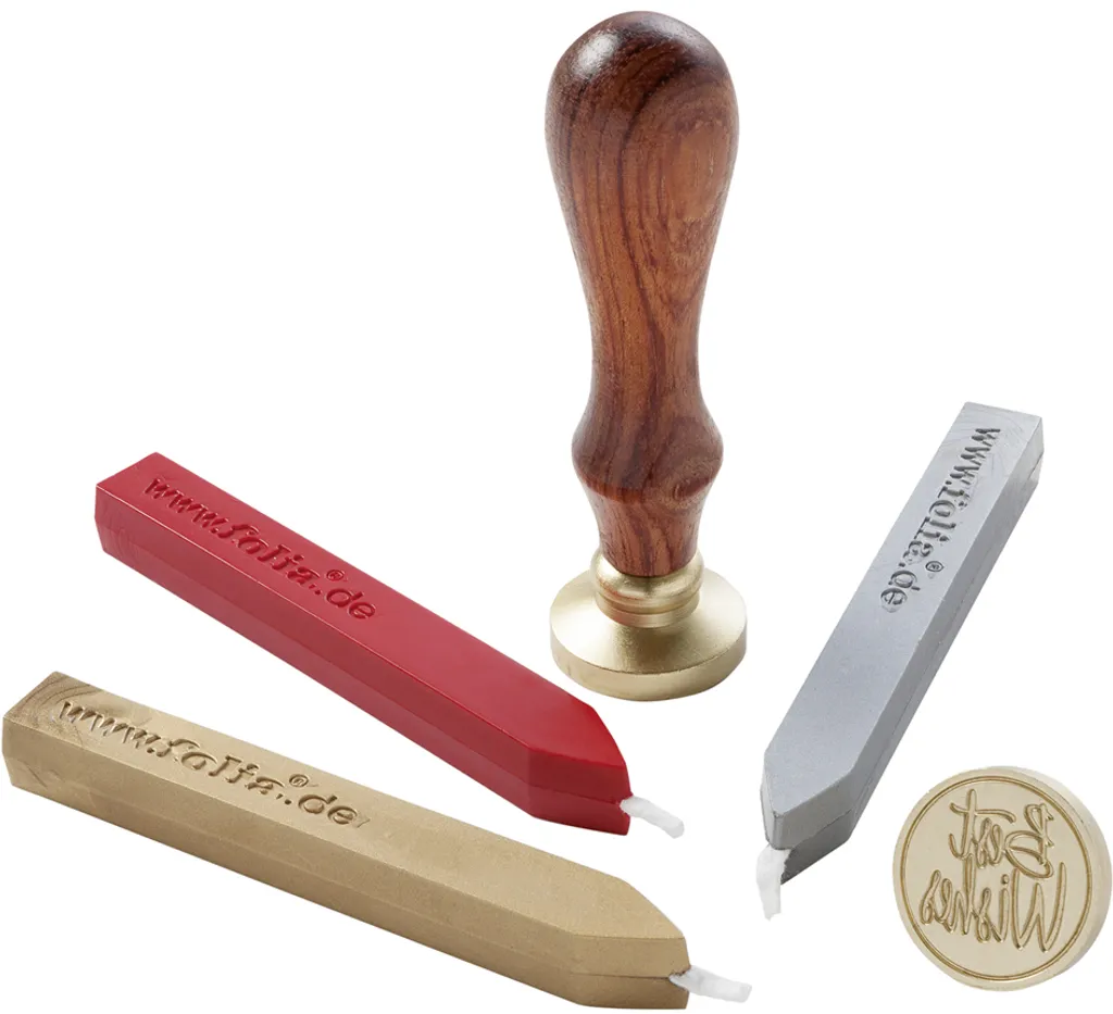 Folia Siegel-Set Inkl. Holzgriff Siegelmotive Siegelwachs – Bild 2