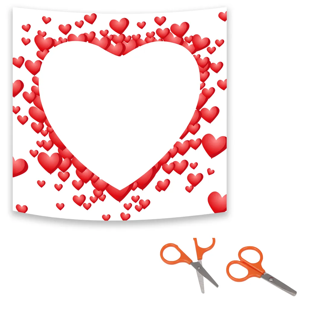 BELLEVOUS Hochzeitsherz Zum Ausschneiden - 1.8 X 2m Hochzeits Laken Mit Mini Scheren Set - Hochzeits Deko Bettlaken Mit Herz Ballon Design Für Hochzeit Braut Und Bräutigam Hochzeit Standesamt Hochzeits Spiele – Bild 3