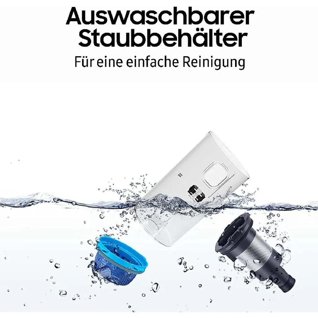 Samsung VS20R9046S3/EV/EN/TR/EF Beutelloser Akku-Handstaubsauger, 550 Watt, Cyclon-Filter, HEPA-Filter, Tierhaarbürste, Turbobürste – Bild 13