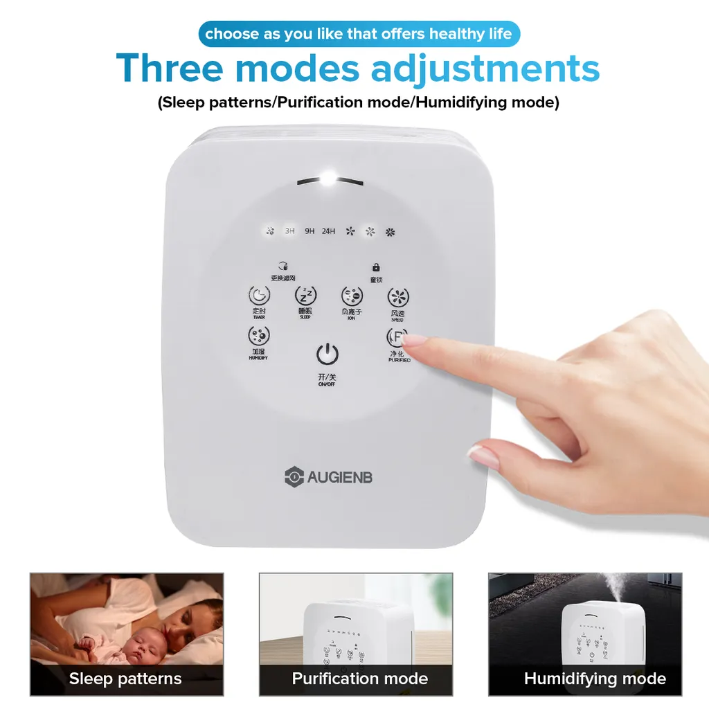 AUGIENB Luftreiniger Luftbefeuchter Allergie HEPA-Kombifilter Rauch Air Purifier – Bild 2