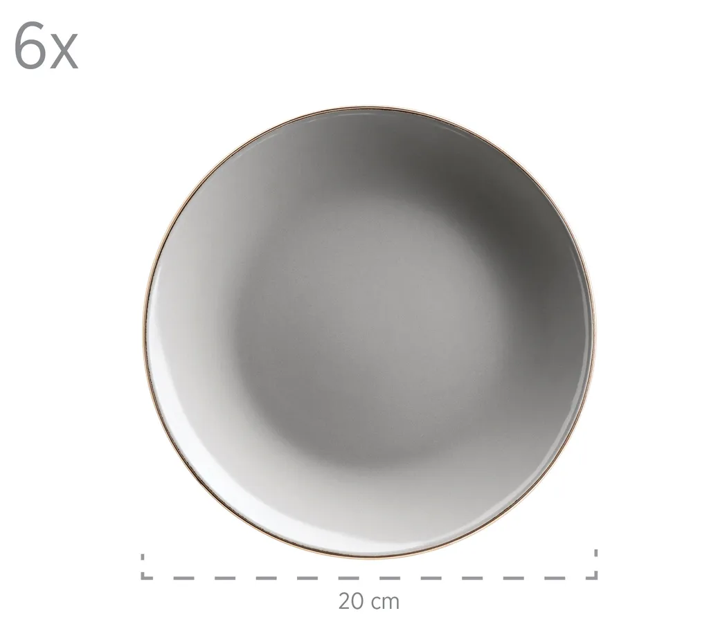 Maeser Mäser 931628 Kombiservice Metallic RIM Für 6 Personen, Steinzeug, Grau (1 Set, 24-teilig) – Bild 8