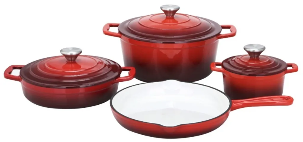 Carl Schmidt Sohn 7-tlg. Gusseisen Kochtopf-Set XANTEN 067489 Rot