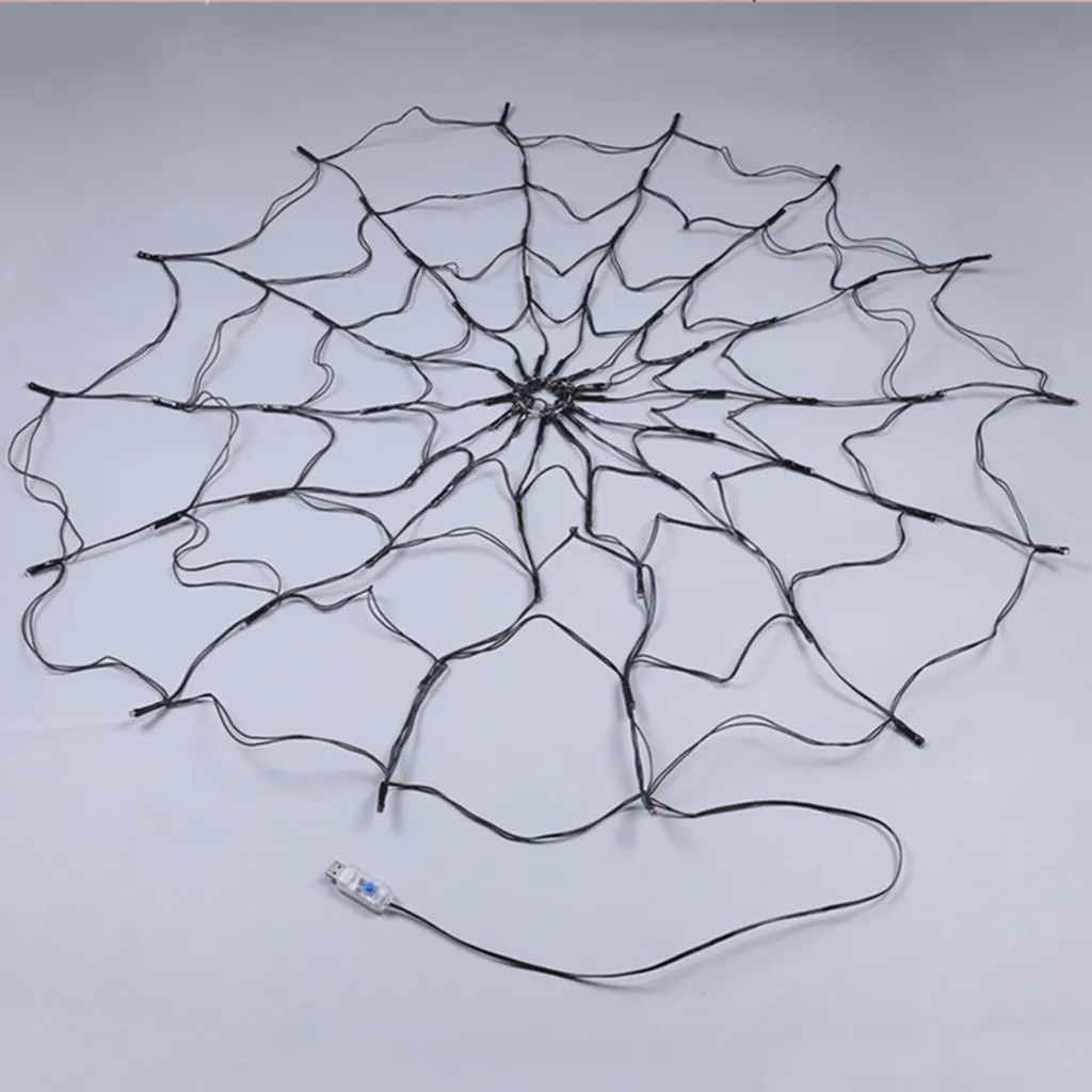 Jesunfuzhu LED Halloween Dekoration Spinnennetz Party Deko Außen Beleuchtung Lichter Innen Spinnennetz LED Lichternetz Lichterkette Lichtervorhang Halloween Party Licht – Bild 8