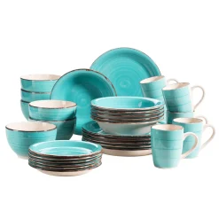 Maeser Mäser 931614 Kombiservice Lumaca Für 6 Personen, Steingut, Türkis (1 Set, 30-teilig)