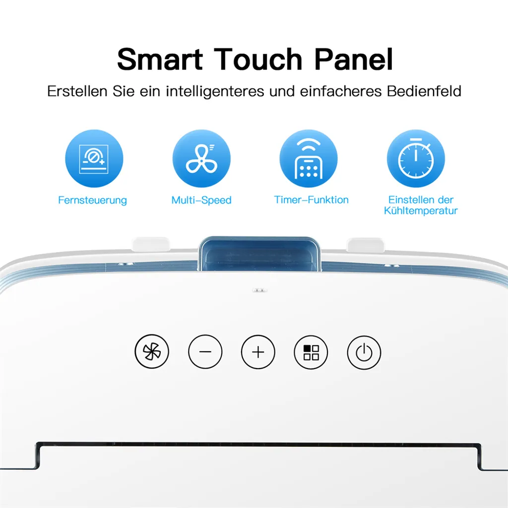 Fangqi Mobiles Klimagerät Mit Schlafmodus Und Timerfunktion, Kühlgebläse, Mit Fernbedienung, Manuelle Steuerung, 3-in-1-Funktion (Kühlen, Entfeuchten, Lüften), Mit Abluftrohr, Umweltschutz Und Energieeinsparung, Energieeffizienzklasse A, R290PS 9000 BTU, Unterseite Der Maschine Mit Rädern, Leicht Zu Bewegen, Geeignet Für Zuhause, Büro – Bild 2