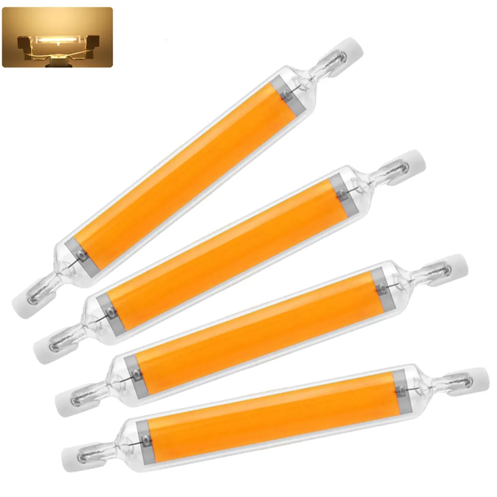 PMS 4 Stück R7S 10W LED Warmweiß Lampe Dimmbare COB Glasröhre Ersetzen Halogenlampe 100W