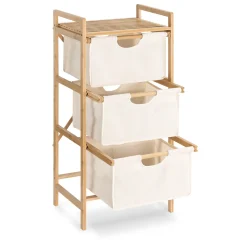 Navaris Badregal Regal Aus Bambus Mit Körben - 96x44x33cm Bambusregal Wäschekorb Wäschesammler Sortierer Wäschekörbe - 3 Fächer Für Wäsche