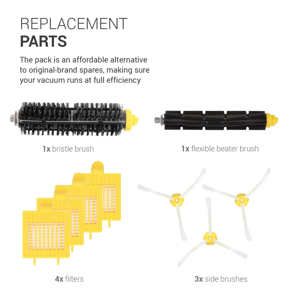 Kwmobile Ersatzteile Set Kompatibel Mit IRobot Roomba 700 Serie - Staubsauger Zubehör 4x Filter 3x Seitenbürste 2x Bürste - Für Alle 700er Modelle – Bild 2